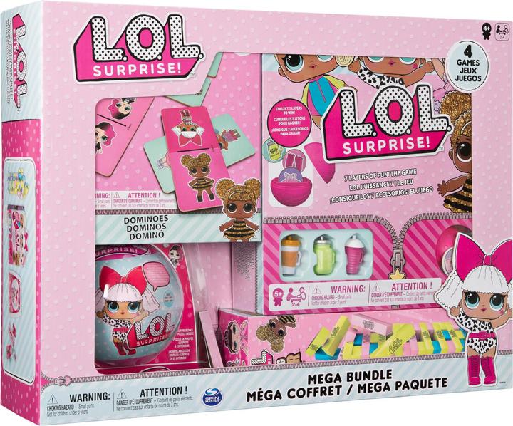 Spin Master LOL Surprise Mega Confezione 4 Regali a Tema LOL, 1 Jumbling Tower, 1 Domino, 1 Puzzle, 1 Gioco da T (232 onderdelen)