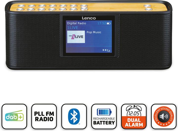 Actual product image Lenco PDR-045BK (DAB+, FM, Bluetooth)