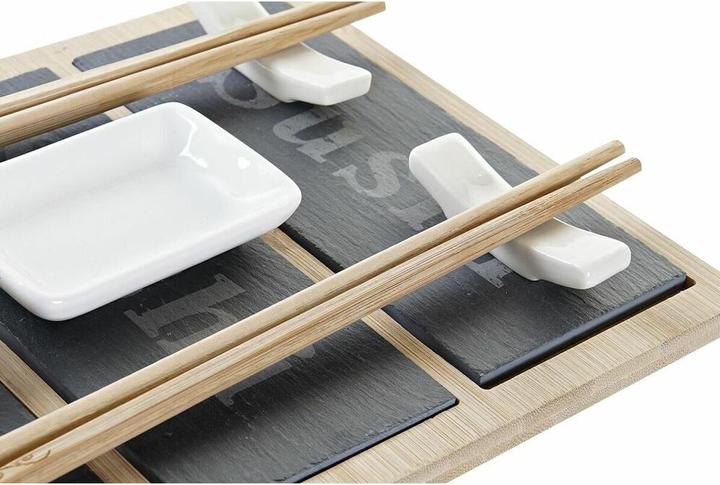 Actual product image DKD Home Decor Sushi-Set Bambus Tafel Schwarz natürlich Orientalisch 25 x 19 x 3 cm (2 Piece)