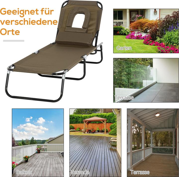 Image du produit Outsunny Chaise longue de jardin avec ouverture faciale (190 cm)