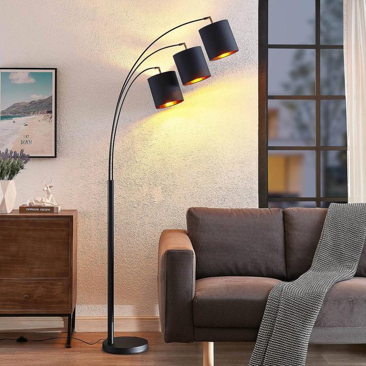 Actual product image Lindby Nanika floor lamp, black/gold (E27)