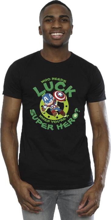 Actual product image Mens St Patrick's Day Captain America Luck T-Shirt (XL)