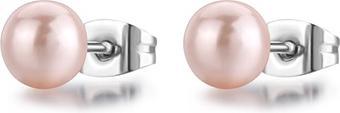Sagapo S'Agapõ - Charming steel earrings with a pink pearl Wisdom SWI28