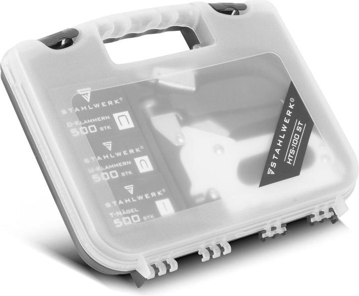 Immagine prodotto Stahlwerk Set di pinzatrici manuali con rimuovi graffe + 1500 graffe e chiodi