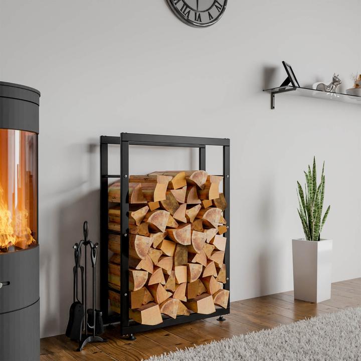 Actual product image CLP Firewood Rack Keri V2 25x60x100, black (25 x 60 x 100 cm)