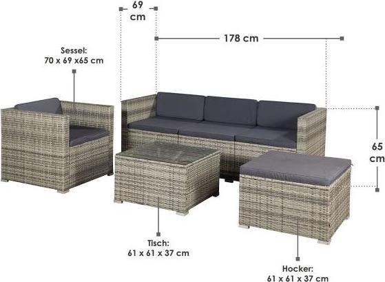 Actual product image Juskys Polyrattan lounge Punta Cana L