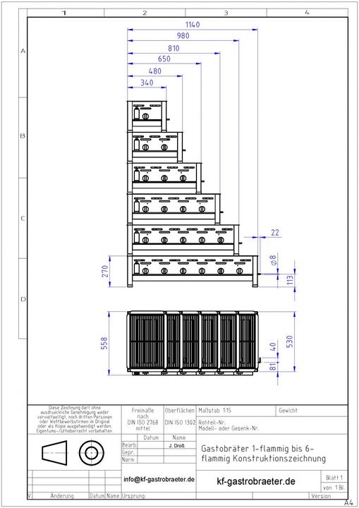 Produktbild ChattenGlut Gasbräter 4-flammig mit Reibekuchen Aufsatz (18 kW)