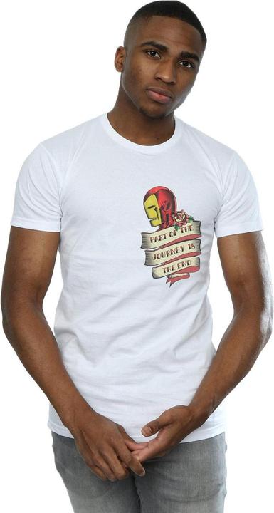 Actual product image Mens Iron Man Tattoo Journey Breast Print T-Shirt (4XL)