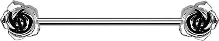 Produktbild Star Piercing Barbell silber mit zwei Rosen (Chirurgenstahl 316L, ohne Messing)