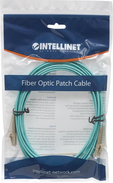 Actual product image Intellinet Fiber optic connection cable LC/LC multimode OM3 aqua (LSOH, CAT7, 3 m)