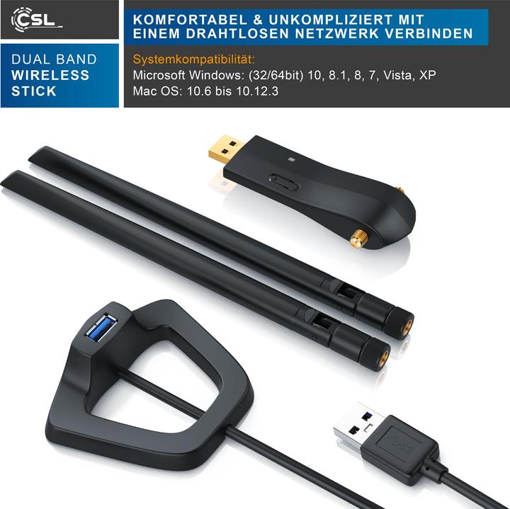 Actual product image CSL AC1200 WLAN Adapter USB 3.0 (USB 3.0)
