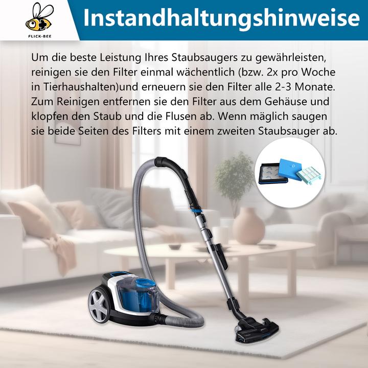 Produktbild Flickbee Filterset 3 in 1 für Philips PowerPro Compact wie FC8010/02