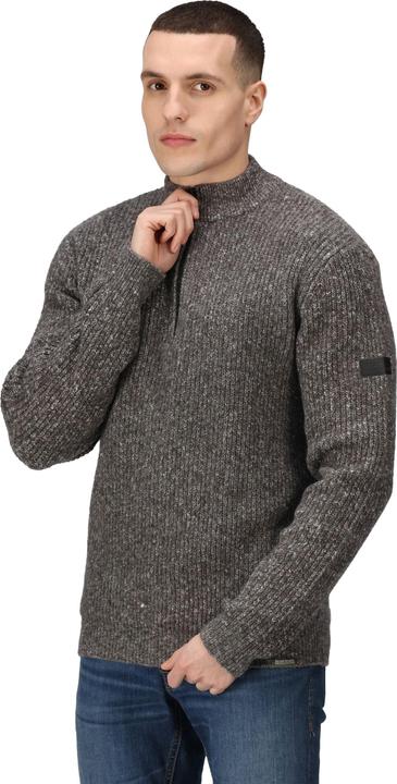 Actual product image Regatta Mens Solomon Marl Knitted Zip Neck Sweatshirt (S)