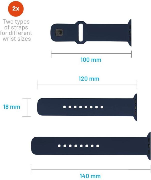 Productafbeelding Fixed Siliconen bandje voor Apple Watch 42/44/45 mm, blauw