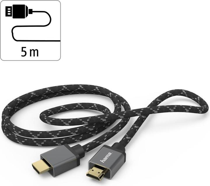 Immagine prodotto Hama Cavo HDMI™ ad altissima velocità, certificato, maschio-maschio, 8K, alluminio, 5,0 m (5 m, HDMI)