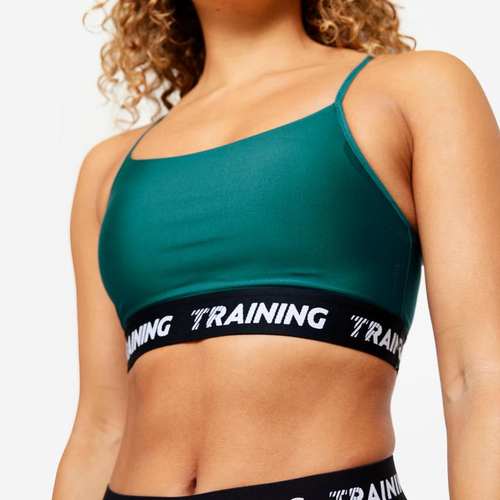 Image du produit Decathlon Soutien-gorge de sport Bustier Femme fines bretelles croisées - turquoise (XL)