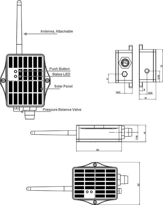 Actual product image Dragino LDS12-LS LoRaWAN LiDAR ToF distance sensor 0.1-12m 868MHz with Solar