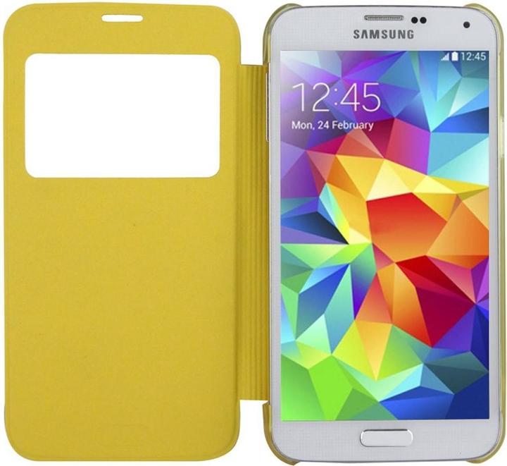 Actual product image König Design Mobile Phone Case Flipcover with Window for Samsung S5 mini / G800 Yellow (Samsung Galaxy S5 Mini)
