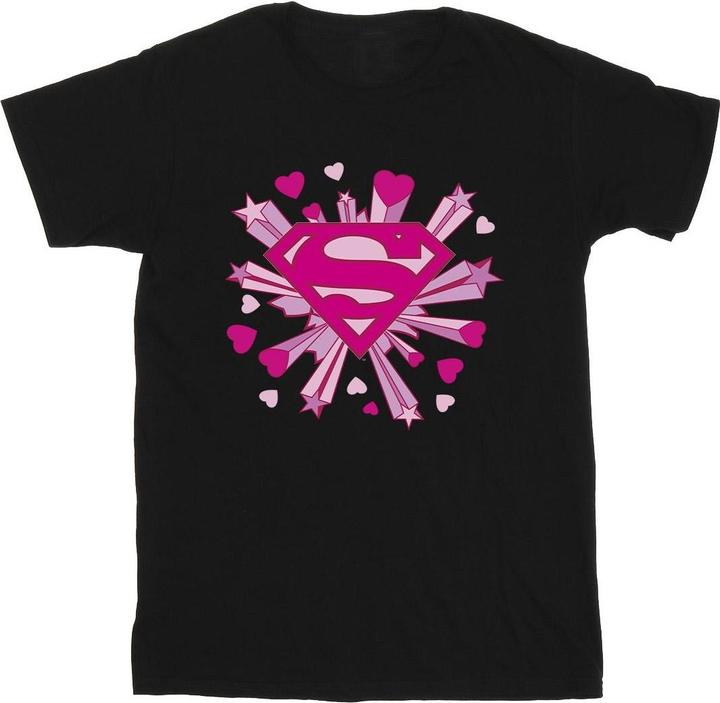 Superman Pink Hearts And Stars Logo TShirt Mädchen