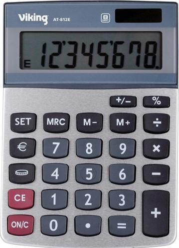 Actual product image Office Depot Desktop calculator AT-812E 8 digits silver (Batteries, Solar cells)