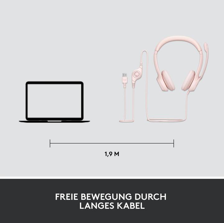 Actual product image Logitech Wired H390 headset - ROSE - USB (Cable, USB-A)