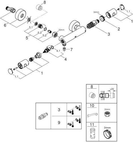 Actual product image Grohe Grohtherm 800 Cosmopolitan thermostatic shower mixer