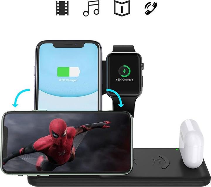 Image du produit Apfelkiste Chargeur Qi Fast Charging Station d'accueil Apple Watch / Smartphone / AirPods 15W - 4in1 (15 W)