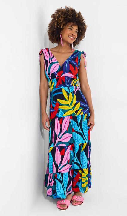 Produktbild Joe Browns Leaf Print Tie Shoulder Shirred Waist Maxi Dress (10)