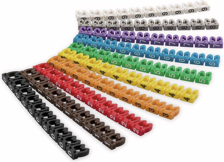 Image du produit Goobay Clips marqueurs de câbles "chiffres 0-9", pour diamètre de câble jusqu'à 4 mm, 4 mm