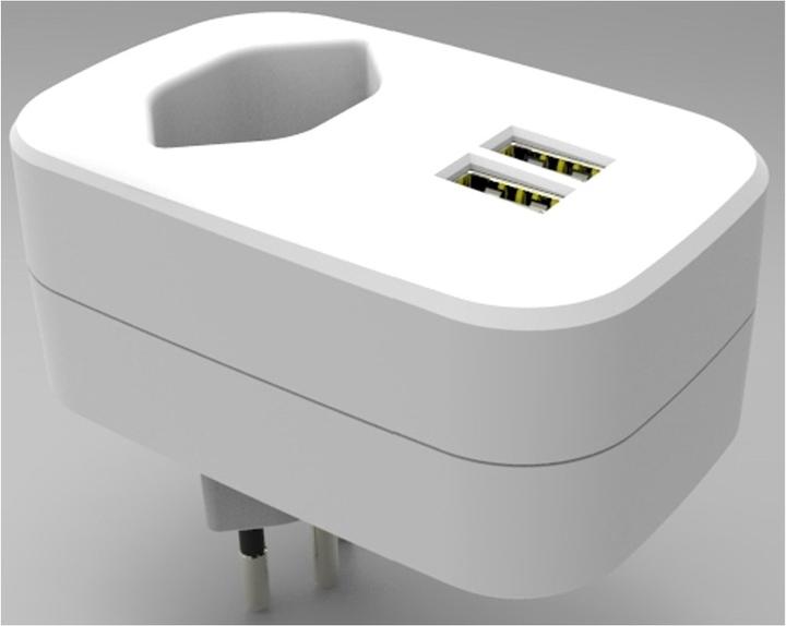 Actual product image Ekström Socket adapter with USB charging port white (2 x)