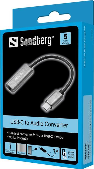 Actual product image Sandberg Adapter USB-C to jack plug (USB-C, 140 cm)
