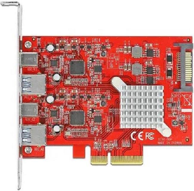 Image du produit Delock Carte PCI Express USB 3.1 Gen2 - 2x USB-A + 2x USB-C