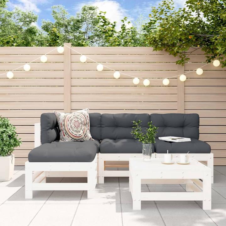 Actual product image VidaXL 5-tlg. Garten-Lounge-Set Weiss Massivholz Kiefer,Farbe