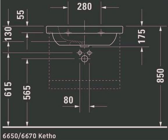 Produktbild Duravit Möbel-Waschtisch D-Code 65 cm weiss 03426500002 (480 mm, 650 mm)