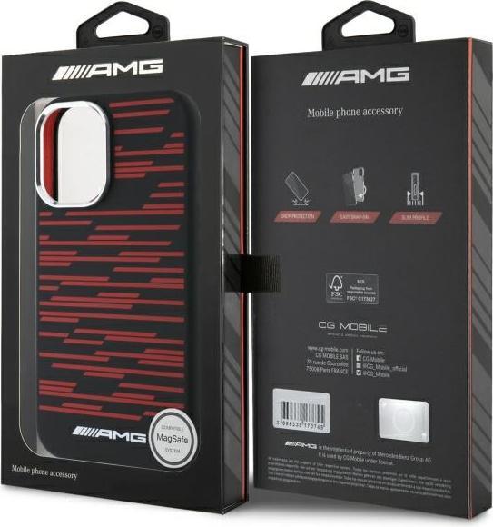 Immagine prodotto Mercedes AMG AMHMP16SSRRK Custodia rigida per iPhone 16 6,1" in silicone con grafica nera MagSafe (Apple iPhone 16)