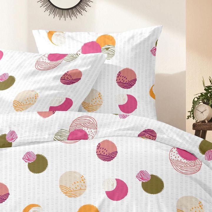 Immagine prodotto Enrico Coss Baumwoll Seersucker Bettwäsche Bremen pink orange (Set di biancheria da letto, 155x220 cm + 80x80 cm)
