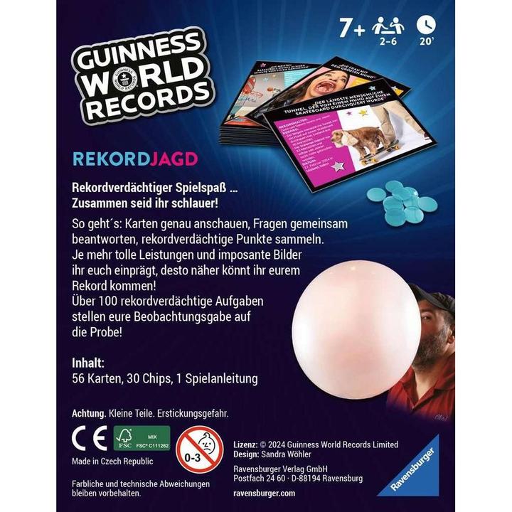 Actual product image Ravensburger 22889 - Guinness World Records: Record hunt - the quiz and memory game full of (German)