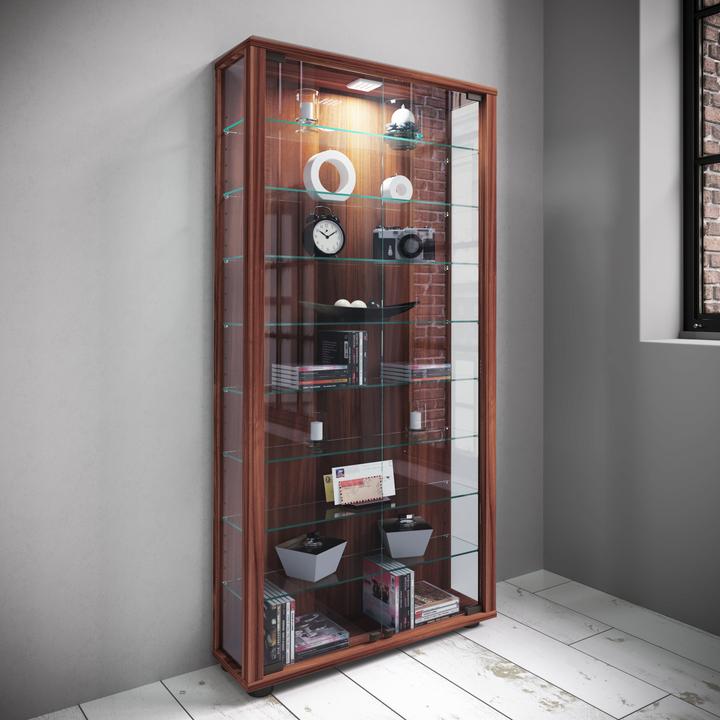 Produktbild VCM Sammel Stand Vitrine Holz Glas Lumo Maxi (59 x 18 x 113 cm)