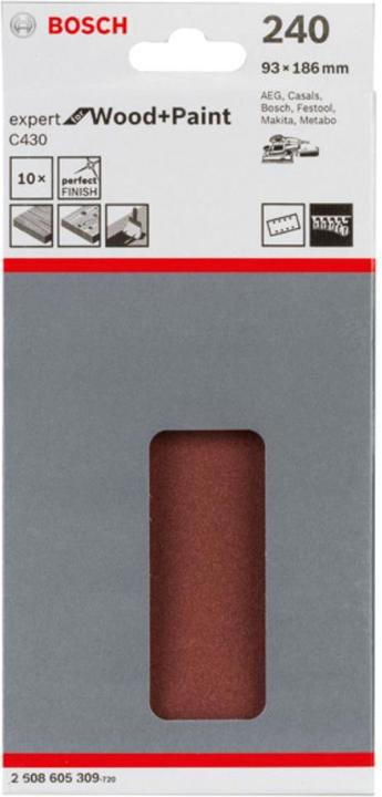 Immagine prodotto Bosch Professional Zubehör Set di fogli abrasivi Expert for Wood. 10 pezzi. 8 fori (P240)