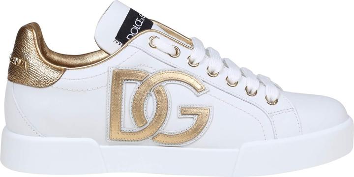 Produktbild Dolce & Gabbana portofino sneakers white and gold with dg logo (40)