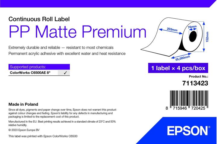 Immagine prodotto Epson Etichetta Opaca In Pp Prem Continua