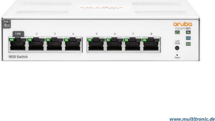 Immagine prodotto HPE Switch InstantOn (IOn) 1830-8G, 8 porte, 8 porte RJ45 1G, alimentazione esterna inclusa (8 Porti)