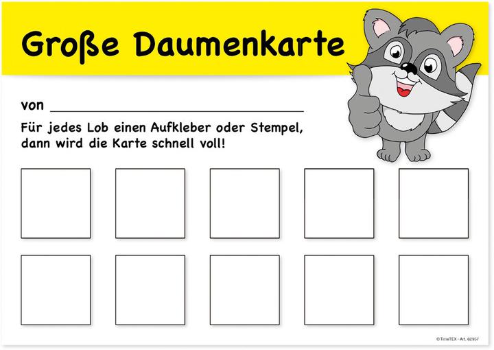 Produktbild TimeTEX TIME TEX Grosse Daumenkarte 62957 10 Feldern 25 Stück