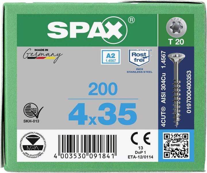 Produktbild Spax Spanplattenschrauben A2 (200 Schrauben pro Stück)