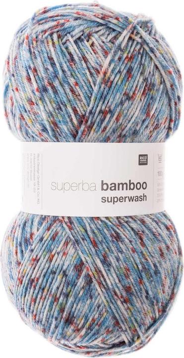 Rico Design Wolle Bamboo für Socken 4-fädig, 100 g, Konfetti Blau (420 m)