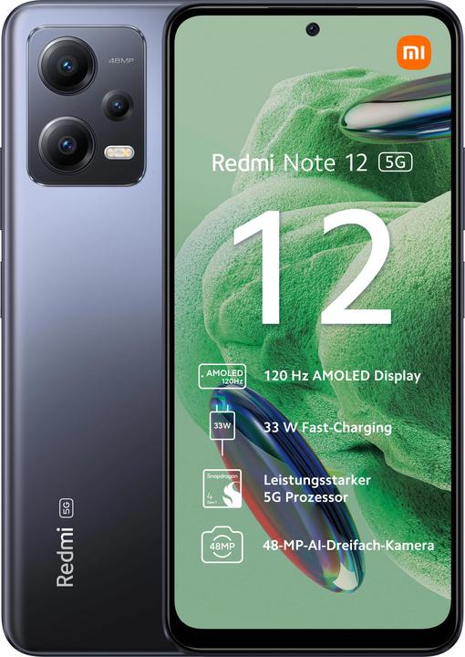 Actual product image Xiaomi Redmi Note 12 5G (128 GB, Onyx Gray, 6.67", Hybrid Dual SIM, 48 Mpx, 5G)
