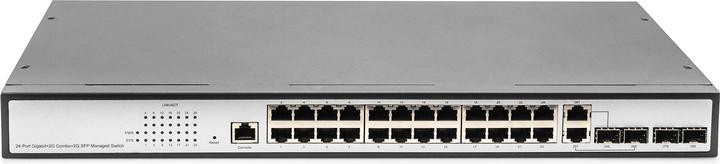 Produktbild Digitus Gigabit Ethernet Layer 2 Switch, 24-Port, 2x RJ45/SFP-Combo + 2 x SFP Uplink-Ports (28 Ports)