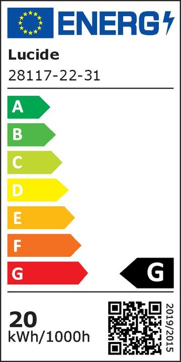 Energy Label Lucide Brice LED (1186 lm, B22)