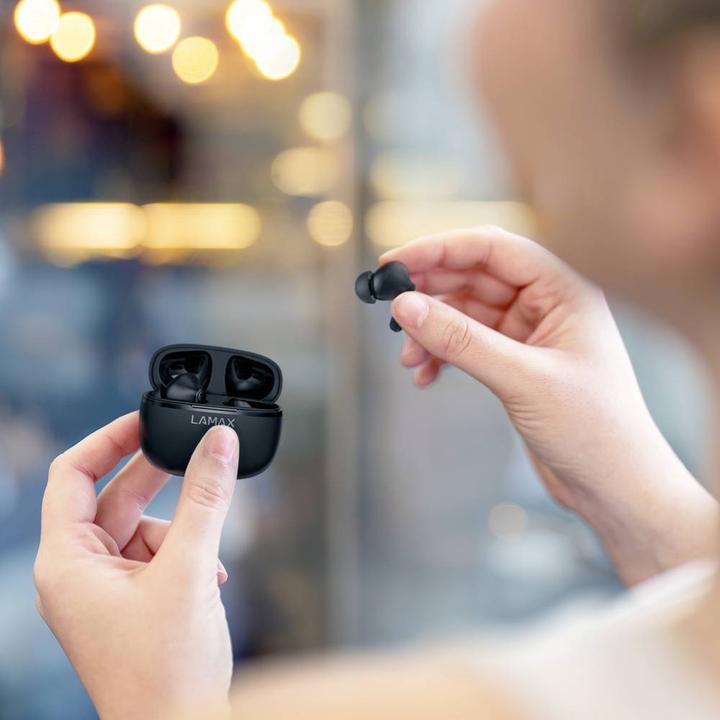 Produktbild Lamax Clips1 Play Kopfhörer Kabellos im Ohr Anrufe/Musik USB Typ-C Bluetooth Schwarz (35 h, Kabellos)