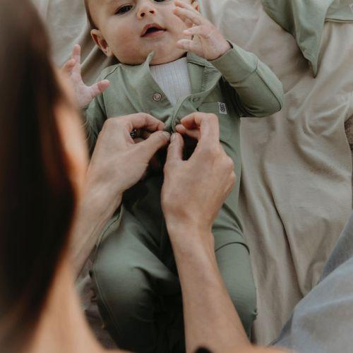 Actual product image Cloby Romper suit overall UPF + Olive Green (50, 51, 52, 53, 54, 55, 56)